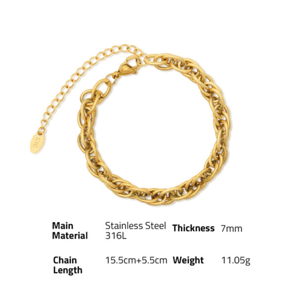 Chris April 316L stainless steel PVD 18K gold plated Geometry knitting chain bracelet for women - Image 6