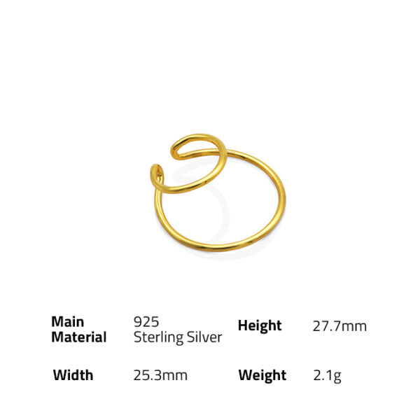 Chril April trendy 925 sterling silver gold plated Geometric double line circle ear cuff - Image 6