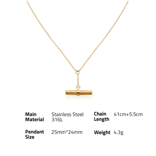 Chris April 316L stainless steel 18k PVD gold plated anti-tarnish minimalist balance beam pendant necklaces - Image 6