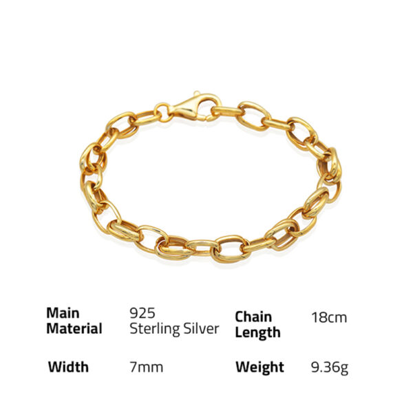 Chris April In stock fine jewelry trendy 925 sterling silver 18k gold plate link chain bracelet for women - Image 6