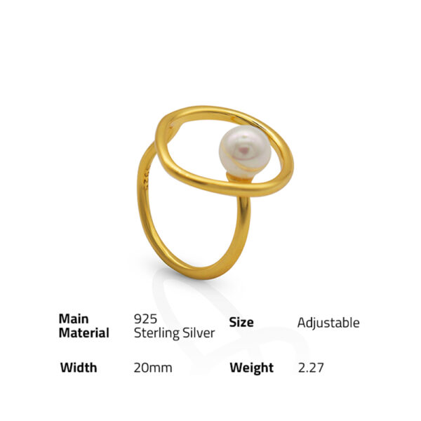 Chris April 18k gold plated 925 sterling silver Winding shell beads ring for women - Image 6