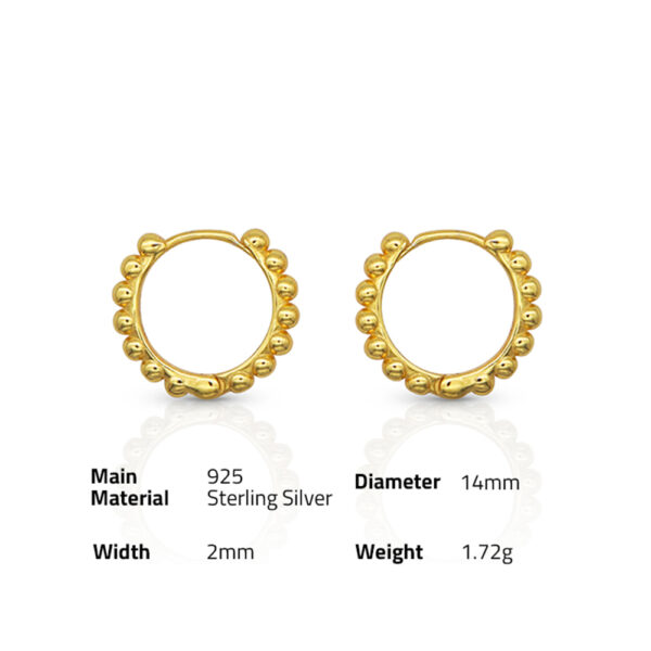 Chris April fashion Minimalist 925 sterling silver 18k gold plated beads huggie earring - Image 6