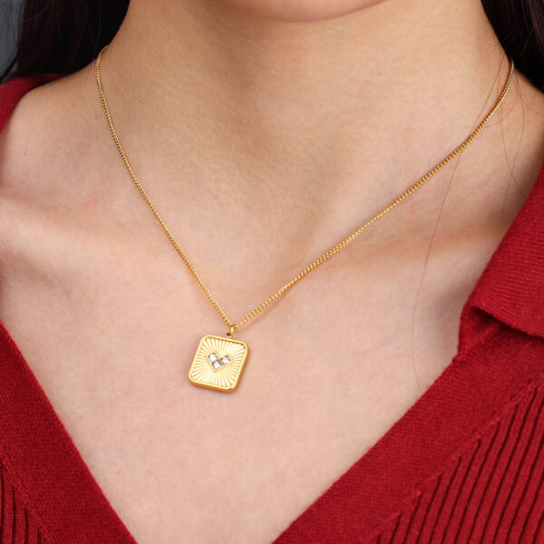 Chris April 316L stainless steel gold small dainty minimalist cubic heart zircon necklace - Image 5