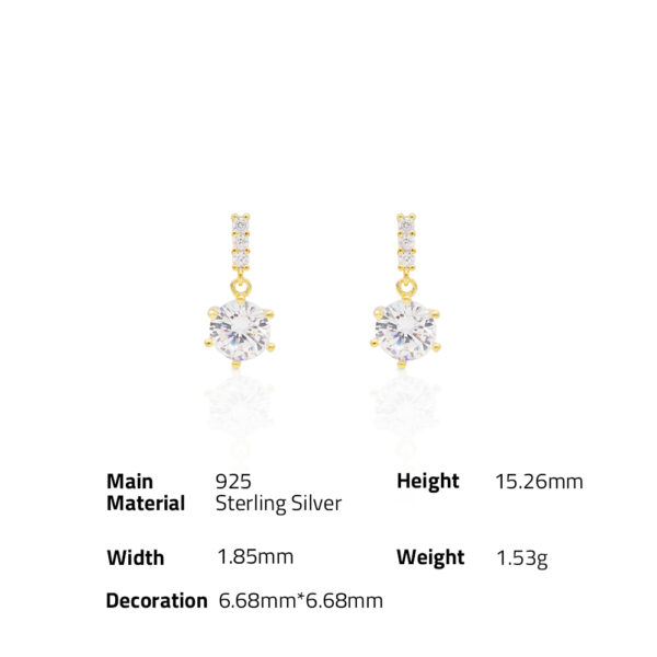 Chris April fine jewelry 18k gold plated 925 sterling silver claw setting zircon drops bejeweled stud earrings - Image 6