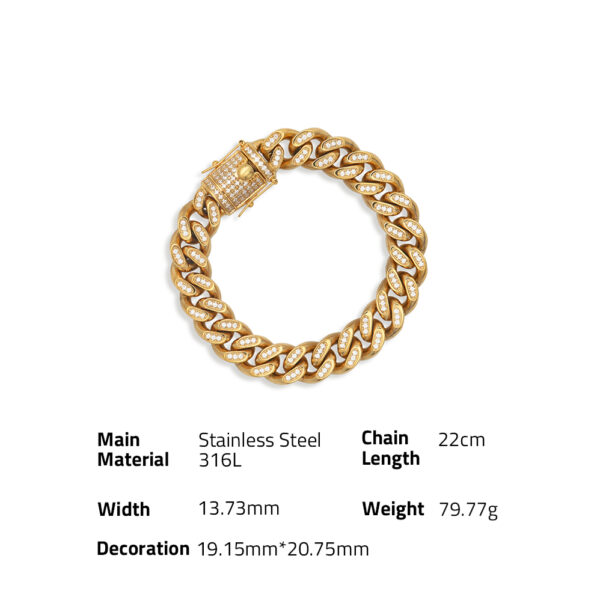 Chris April charm 316L stainless steel 18k PVD plated cuban link chain chunky hiphop bracelets - Image 6