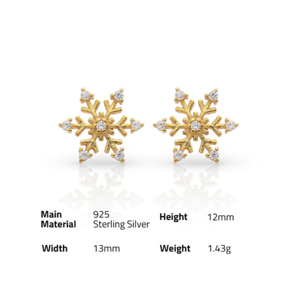 Chris April In Stock 925 sterling silver gold plated sweet Snowflake retro zircon earrings - Image 6