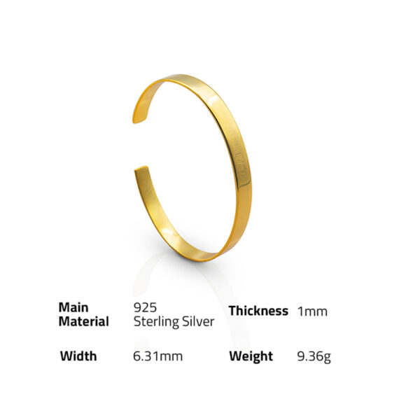 Chris April in stock 925 sterling silver gold plated wide cuff bangle women bracelets - Image 6