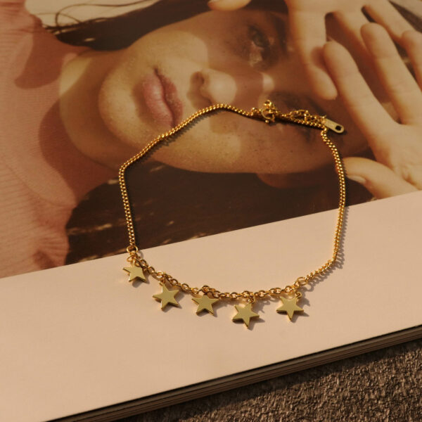 Chris April 925 sterling silver 18k gold plated custom vermeil star anklet for women - Image 4