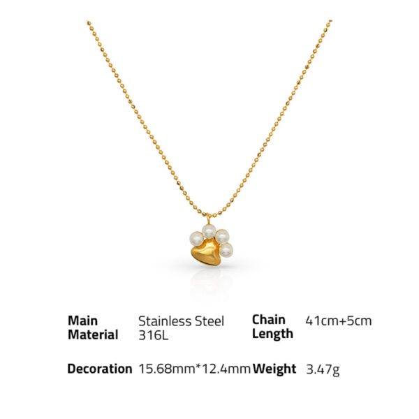 Chris April cute Stainless steel PVD plated beads chain shell pearls cat's claw pendant  necklace - Image 6