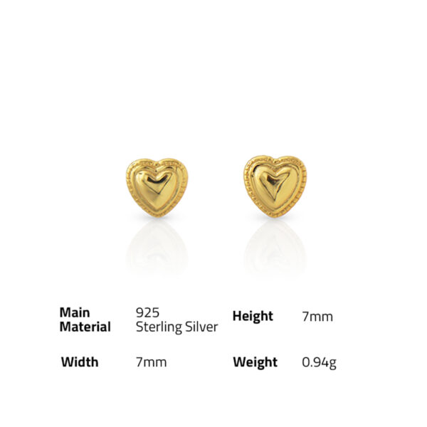 Chris April fashion Minimalist 925 sterling silver 18k gold plated heart stud earring - Image 6