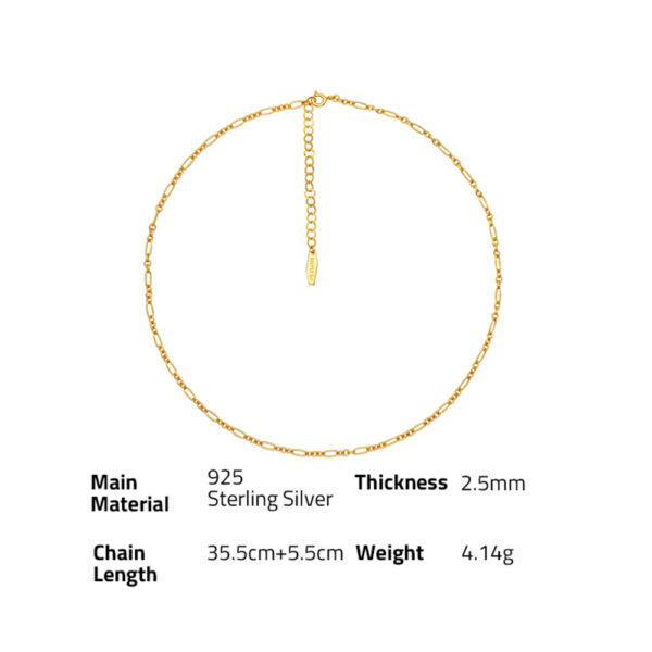 chris april in stock  Minimalist  925 sterling silver gold plated custom vermeil Figaro Chain necklace for women - Image 6