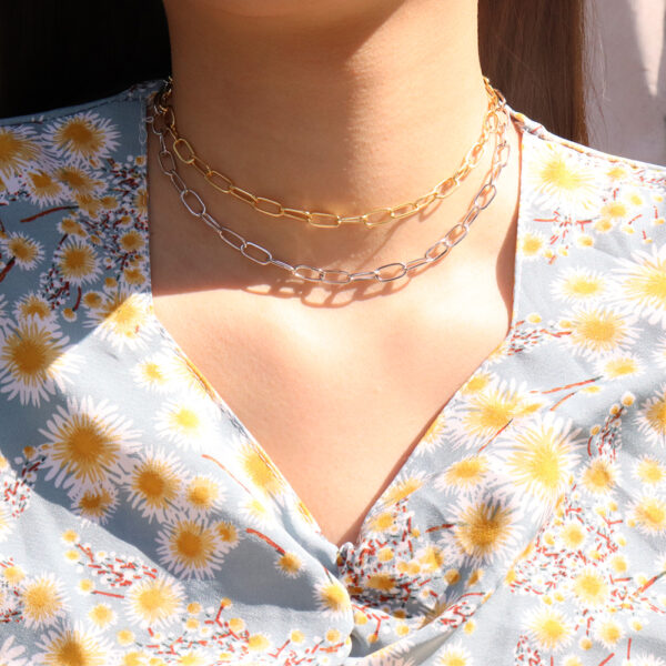 Chris April minimalist In stock 925 sterling silver gold plated link chain necklaces - Image 3