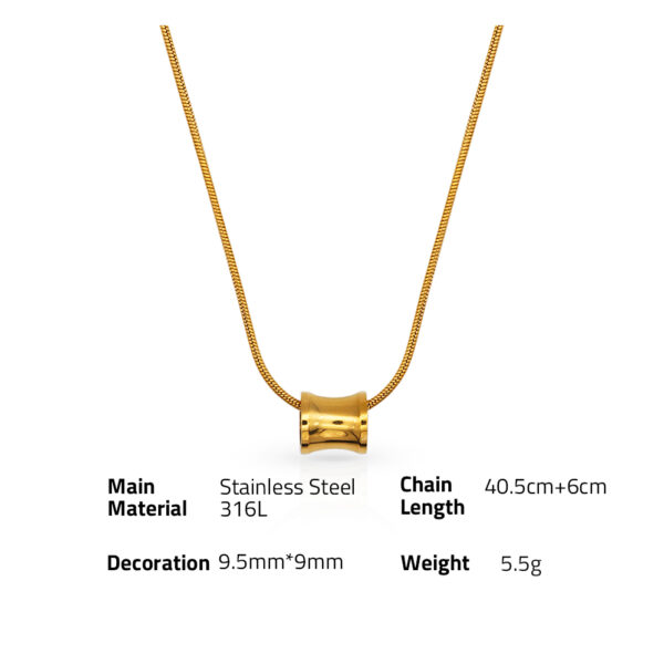 Chris April minimalist 316L stainless steel PVD gold plated in stock thin snake chain drum charm pendant necklace - Image 6