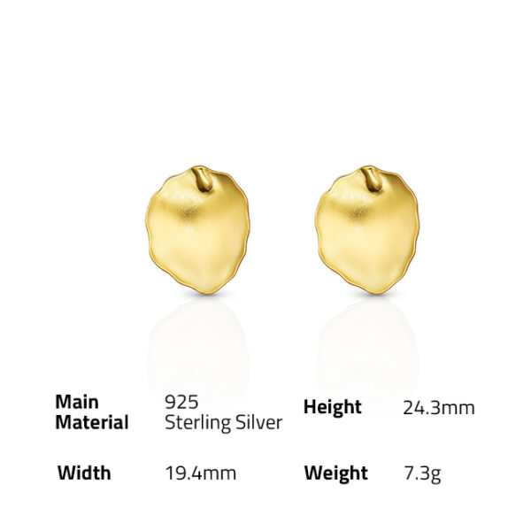 Chris April simple 925 sterling silver minimalist18k gold plated irregular leaf stud earrings for women - Image 6