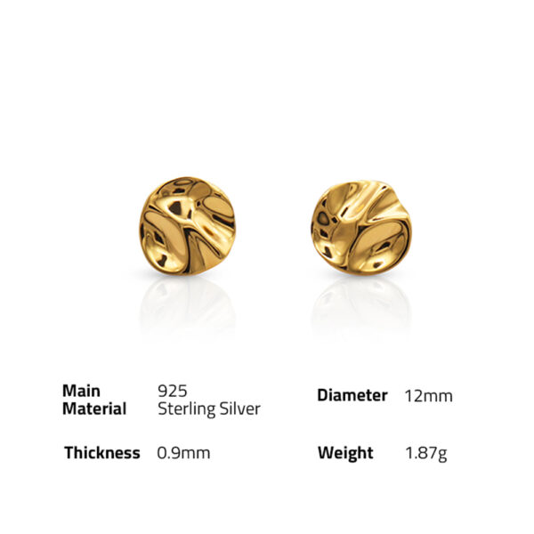 Chris April in stock fine jewelry 925 sterling silver gold plated Custom vermeil MINI Hammered Texture Stud earrings for women - Image 6