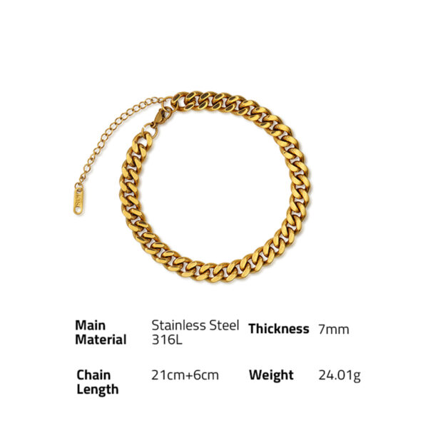 Chris April in stock fashion jewelry 316L stainless steel PVD gold plated cuban link chain anklet for women - Image 6