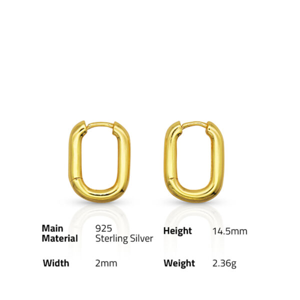 Chris April fashion 925 sterling silver 18k gold plated Retro oval elliptical hoop earring for women - Image 6