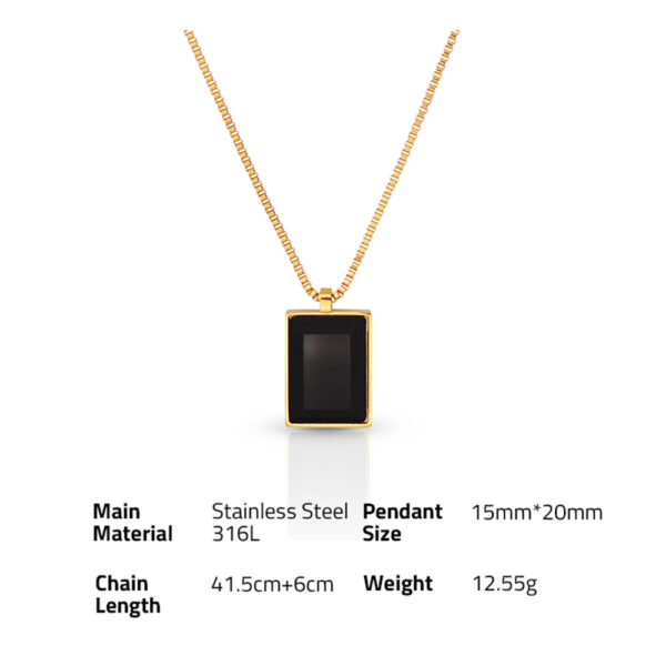 Chris April Fashion jewelry PVD gold plated 316L stainless steel Black square diamond shape geometric Pendant necklace - Image 6