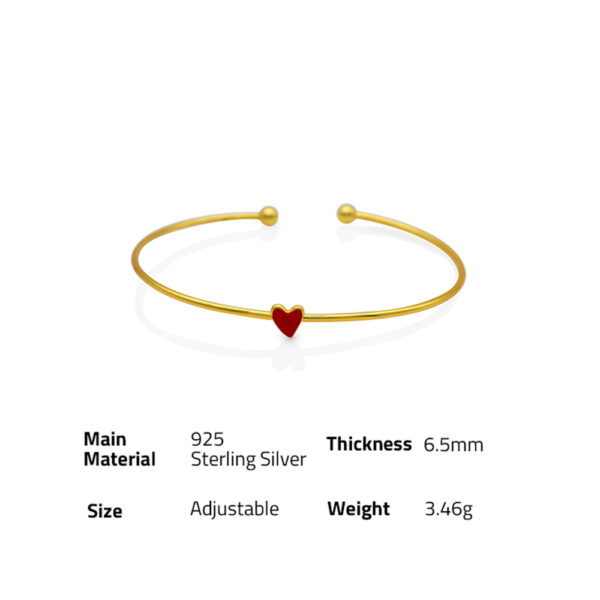 Chris April In stock trendy 18K gold fine jewelry 925 sterling silver heart women bangle bracelets - Image 6