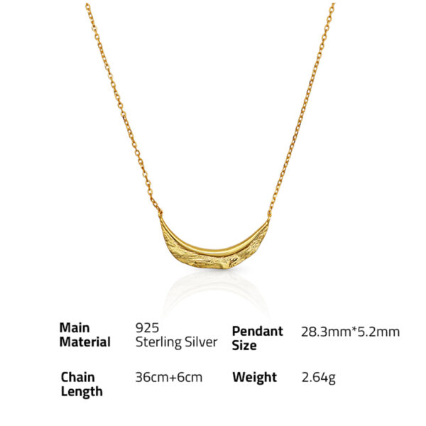 Chris April fine jewelry 925 sterling silver gold plated Minimalist custom vermeil leaf smile pendant necklace - Image 6