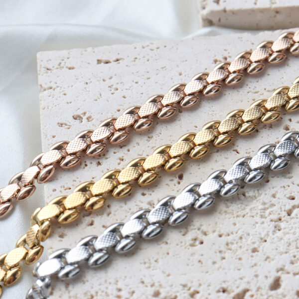 Chris April in stock fashion jewellery 316L stainless steel PVD gold plated non-tarnish watch chain bracelet - Image 4