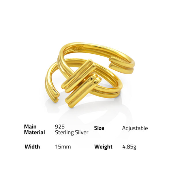 Chris April Korean version in stock 925 sterling silver gold plated spiral adjustable rings - Image 6