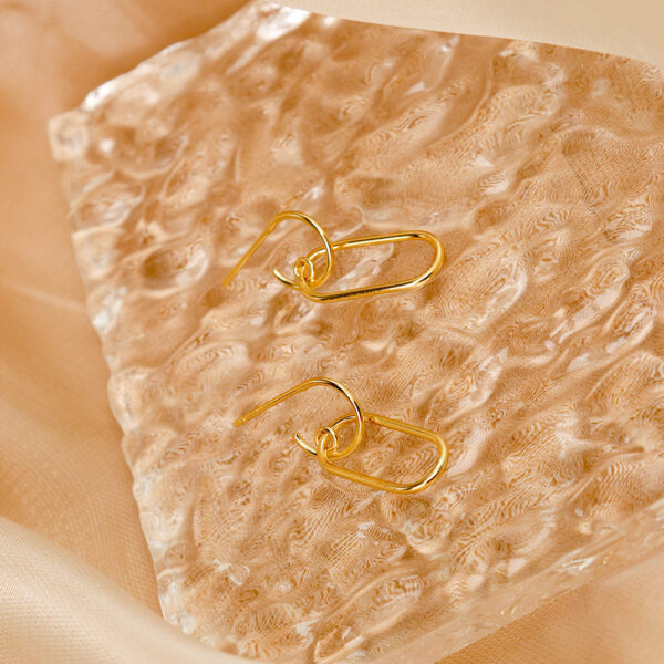 Chris April 925 sterling silver gold plated simple geometric oval hoop earrings - Image 3