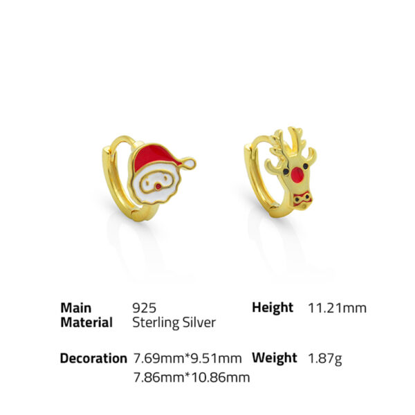 Chris April in stock 925 sterling silver christmas santa claus reindeer irregular earrings - Image 6