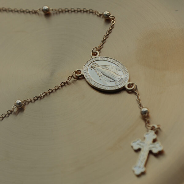 Chris April fashion in stock 925 Silver gold plated Virgin Mary Cross  chain bracelet for women - Image 4