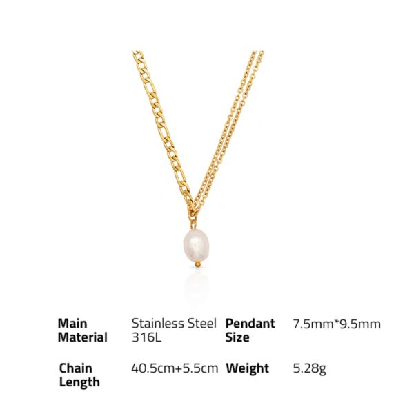 Chris April New arrivals fashion jewelry PVD gold plated 316L stainless steel single fresh water pearl pendant jewelry necklace - Image 6