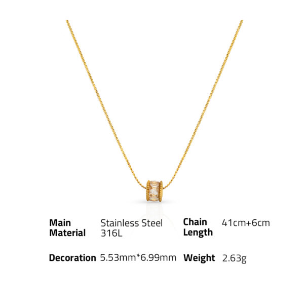 Chris April simple 316L Stainless steel PVD plated minimalist infinity chain emerald cut zircon necklace - Image 6