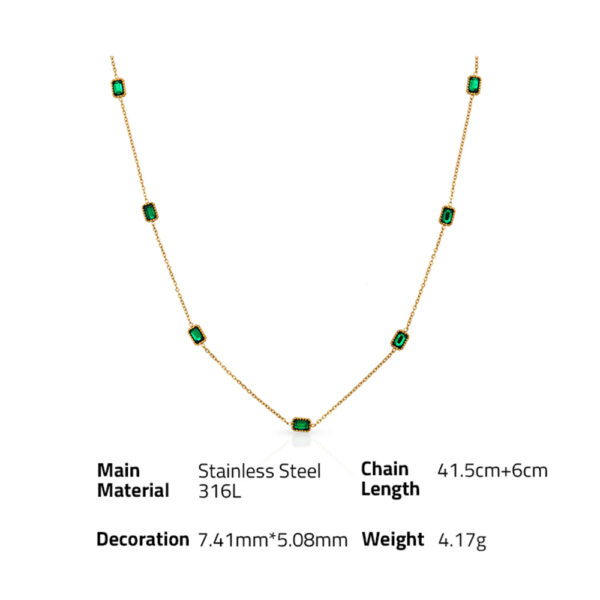 Chris Apri l316l stainless steel PVD plated minimalist emerald zircon chain choker necklace - Image 6