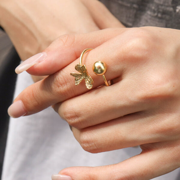 Chris April fine jewelry in stock 18 gold plated 925 sterling silver clover T-bar ring for women - Image 3