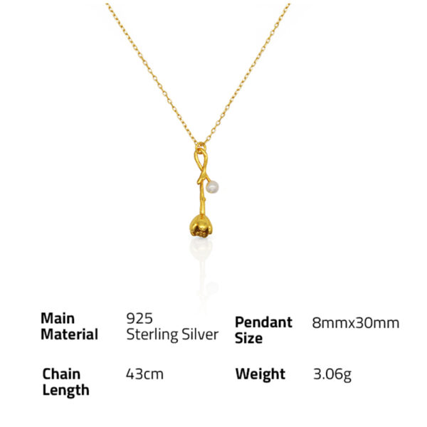 Chris April 925 sterling silver gold plated 18k gold rose flower pendant necklace for women - Image 6