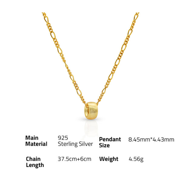 Chris April fine jewelry 925 sterling silver gold plated Minimalist custom vermeil rotating pendant necklace with Figaro chain - Image 6