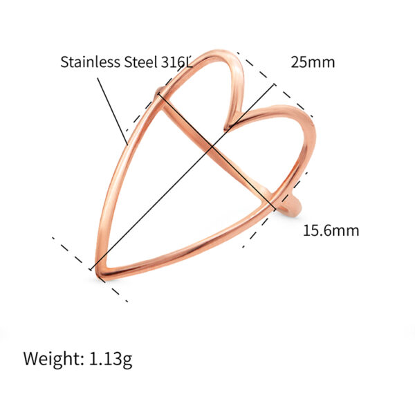 Chris April 316L stainless steel personality hollow out rose gold ring hearts - Image 4