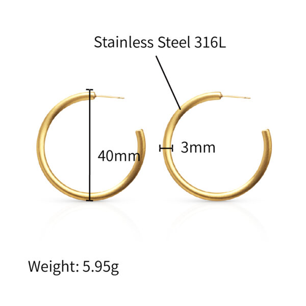 Chris April 316L stainless steel korean twisted matte finish big C-shape hoop earrings women - Image 6