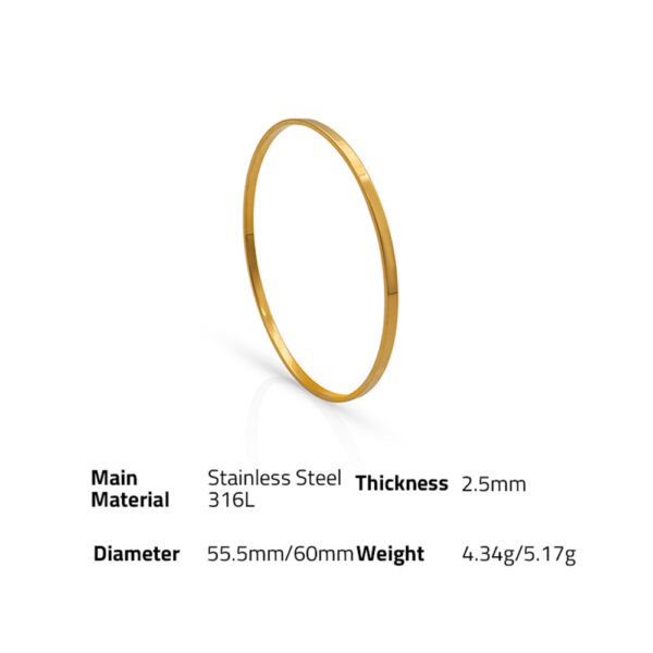 Chris April in stock fashion design 316L Stainless Steel PVD gold plated women glossy bangle bracelet - Image 6