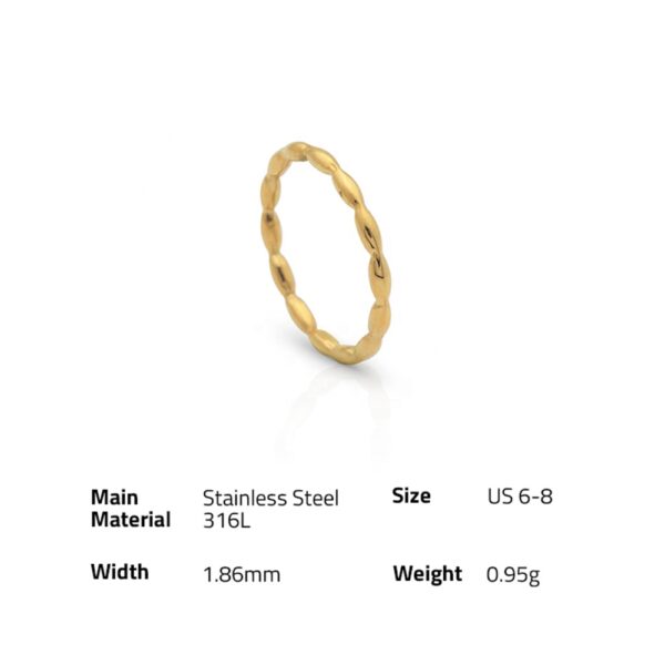 Chris April fashion jewelry PVD gold plated 316L stainless steel water proof olive knuckle ring - Image 6