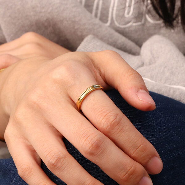 Chris April 316L stainless steel PVD gold plating organic shape layers knuckle ring - Image 5