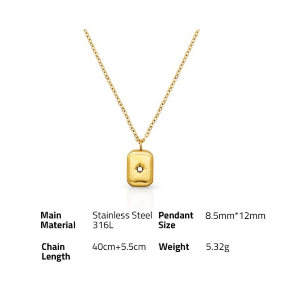 Chris April fashion jewelry PVD gold plated 316L stainless steel Cube Eight-pointed star pendant necklace with zircon - Image 6