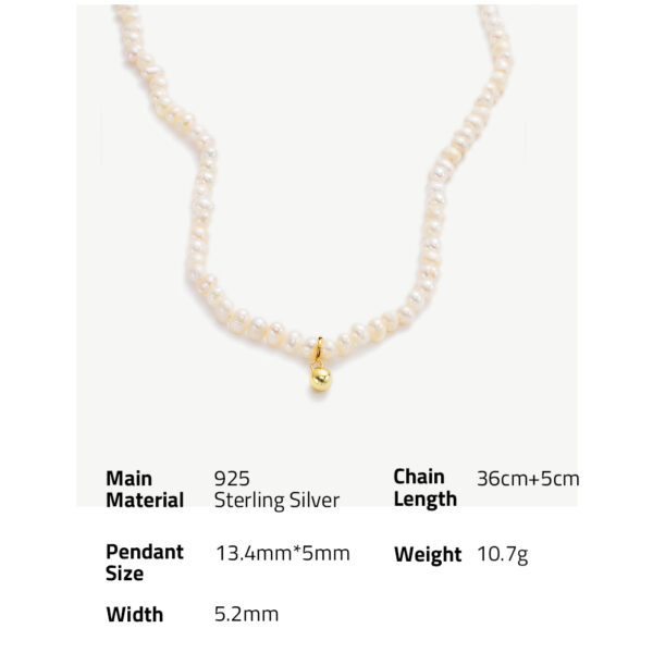 Chris April in stock 925 sterling silver gold plated natural freshwater pearls bead pendant charm choker necklaces - Image 6