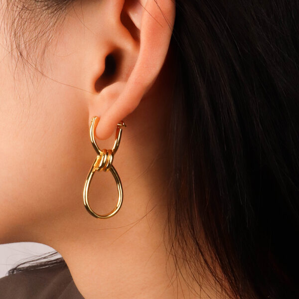 Chris April in stock fine jewelry 925 sterling silver gold plated Custom vermeil big knot hoop earrings jewelry - Image 5