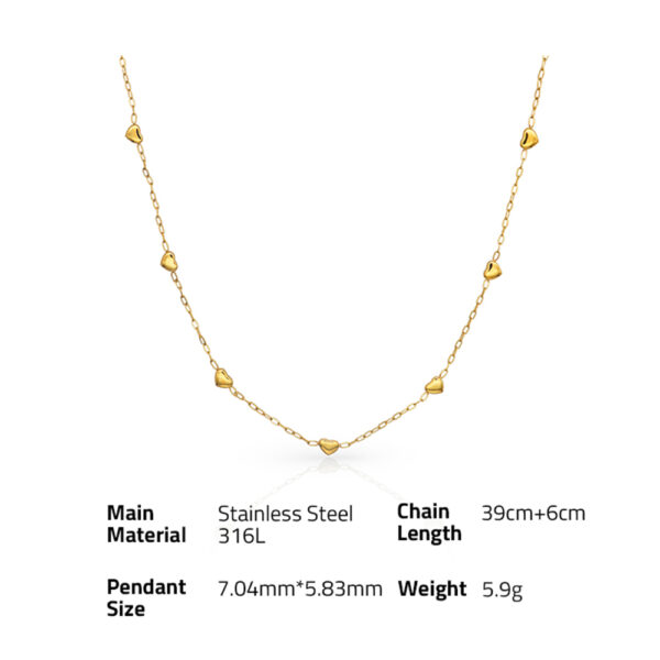 Chris April minimalist 316L stainless steel PVD plated heart charms choker link chain necklace - Image 6