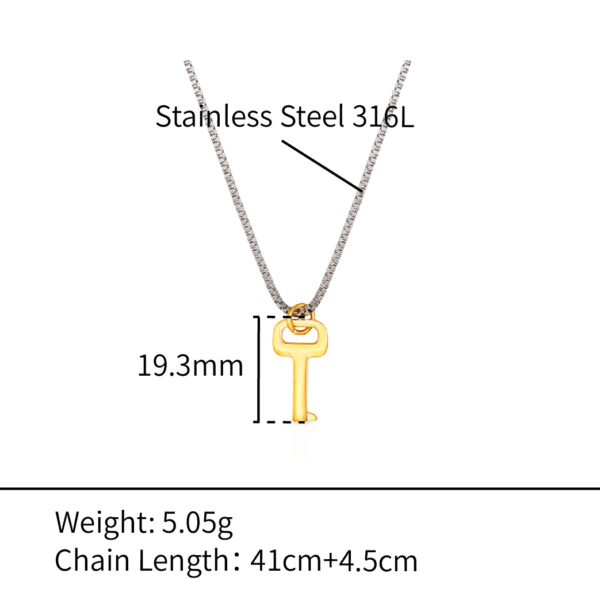 Chris April 316L stainless steel gold plated box key chain charms choker necklace women - Image 3