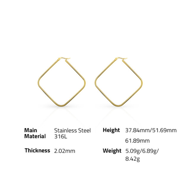 Chris April fashion jewelry 316L Stainless Steel PVD plated minimalist square hoop earrings - Image 6