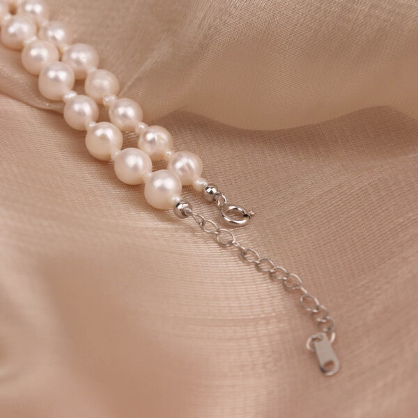 Chris April in stock 925 sterling silver gold plated vintage natural freshwater pearl beads bejewelry necklace - Image 4