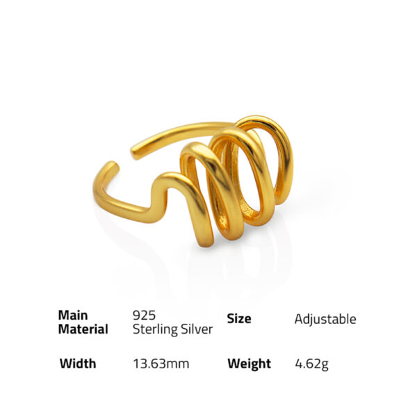 Chris April fine jewelry in stock gold plated 925 sterling silver spring spiral ring for women jewelry - Image 6