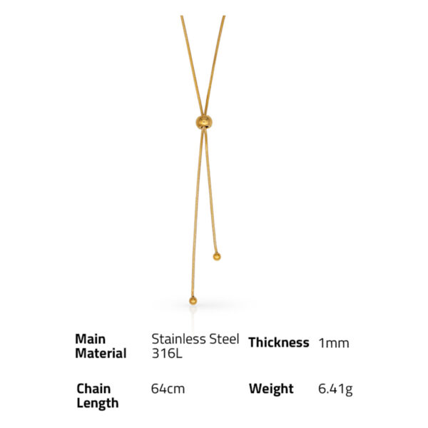 Chris April in stock PVD gold plated 316L Stainless steel Minimalist adjustable drawstring snake chain necklace for women - Image 6