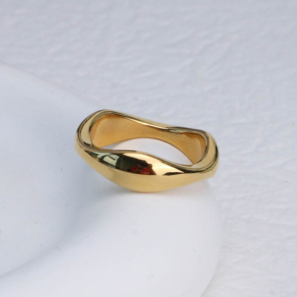 Chris April 316L stainless steel PVD gold plating wavy ring - Image 5